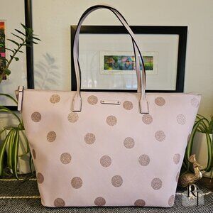 Kate Spade Haven Lane Hani Pink Polka Dot Glitter Tote